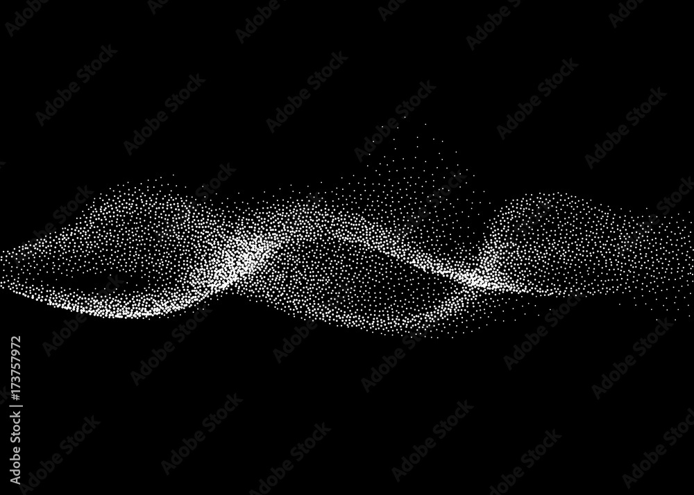 Poster abstract smokey wave vector background. nano dynamic flow with 3d particles