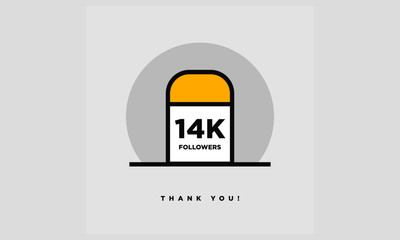 Milestone 14000 Followers! (Vector Design Template For Social Networks Thanking a Large Number of Subscribers or Likes)