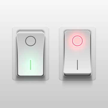 Realistic 3d electric toggle switches vector illustration
