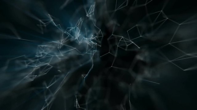 Elegant dark blue background. Points and lines are connected. inner glow.seamless loop.motion.