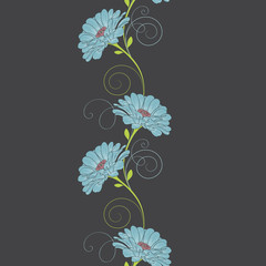 Seamless floral pattern with flower zinnia. Element for design. Hand-drawing vector illustration.