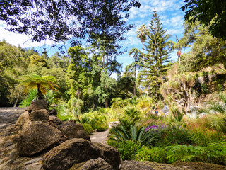 Majestic garden at Monserrate Park and Palace in Sintra, Portugal