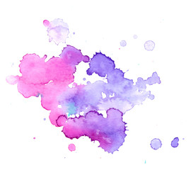 Colorful abstract watercolor texture stain with splashes and spatters. Modern creative watercolor background for trendy design.