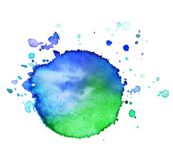 Colorful abstract watercolor texture stain with splashes and spatters. Modern creative watercolor background for trendy design.