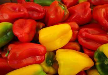 Yellow, red, and green peppers