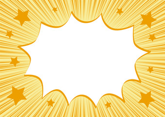 漫画の効果線イラスト: オレンジの星と黄色背景 