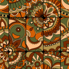 Seamless pattern tile with mandalas. Vintage decorative elements. Hand drawn background. Islam, Arabic, Indian, ottoman motifs. Perfect for printing on fabric or paper.