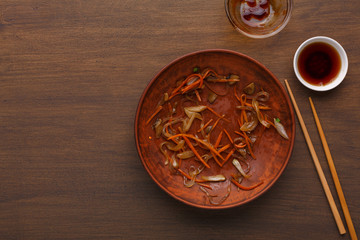 Empty plate after dinner, leaving only the crumbs.