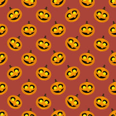 Red background with Halloween pumpkins.