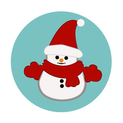 Snowman, Santa Claus icon circle patterns on blue background.