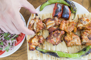 Chicken shish kebab menu, chicken leg