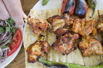 Chicken shish kebab menu, chicken leg