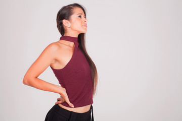 young woman with back pain