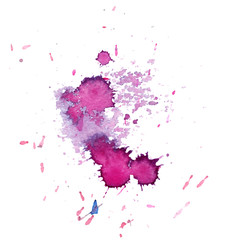 Colorful abstract watercolor texture stain with splashes and spatters. Modern creative watercolor background for trendy design.