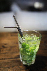 A table in a cafe with objects