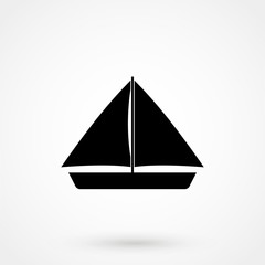 The sailboat icon. Sailing ship symbol. Flat Vector illustration