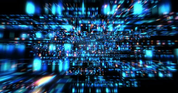 3D Futuristic abstract background. Motion graphic for abstract data center, server, internet, speed. Loop at 4K resolution. - Powered by Adobe