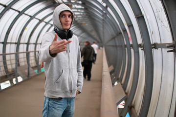 a young man in a hoodie hip-hop