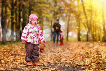 children having fun on a walk