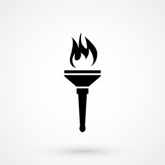 Torch icon. Symbol fire hot, flame power, flaming and heat, vector illustration.