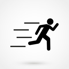 Running Man icon. Vector style is flat iconic symbol with rounded angles, gray color, white background.