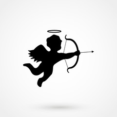 Fototapeta premium Silhouette of Cupid. Vector illustration