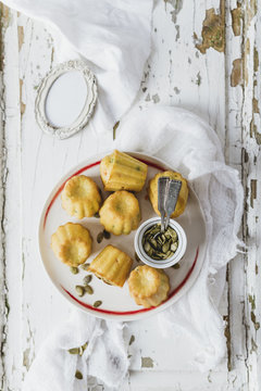 Corn bread with vegetables and pumpkin seeds