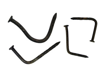 Old nails isolated on white background with separate clipping paths