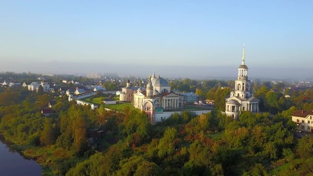 Aerial view on Boris and Gleb Novotorzhsky monastery in  Torzhok, Tver oblast, Russia
