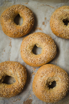 Freshly baked bagels