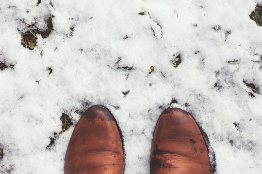 Leather Shoes In The Snow