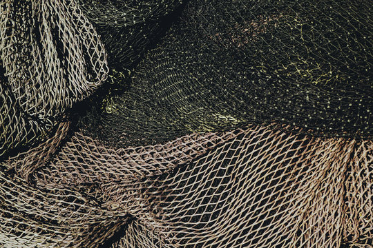 Pile of commercial fishing nets