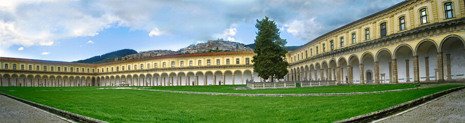 Fototapeta na wymiar Panoramica inside of Certosa di San Lorenzo. Italy, Padula