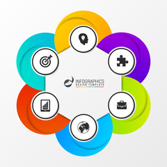 Circle infographics. Template for diagram. Six steps