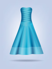 Female long dress mock up. Isolated blue dress