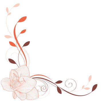 Floral frame with flower amaryllis. Element for design. Vector illustration.