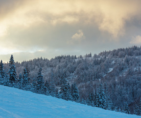 Fototapeta premium Sunset in winter Carpathians.