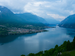 Fototapeta na wymiar View above big beautiful lake, Como lake. Italy