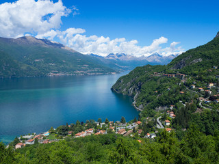 Fototapeta na wymiar View above big beautiful lake, Como lake. Italy