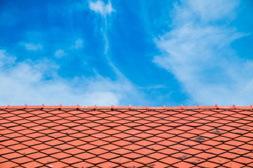 Close up antique red roof