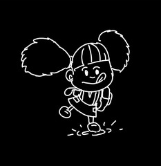 little girl with pigtails. Cartoon character.