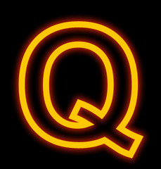 Obraz premium letter Q neon lights outlined isolated on black
