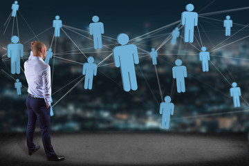Network connection with people linked each other - Business and communication concept