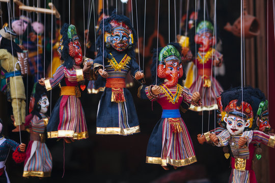 Puppets of hindu god/goddesses on sale at curio shops.