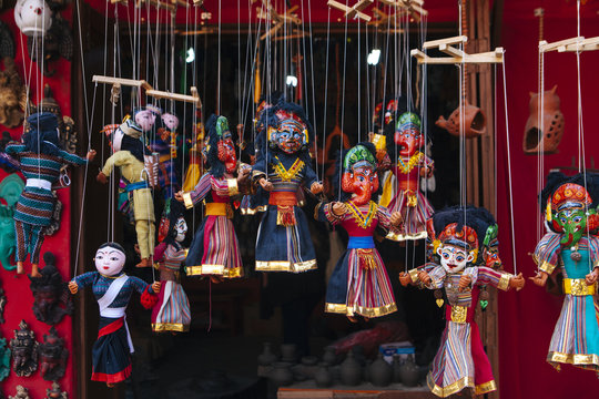 Puppets of hindu god/goddesses on sale at curio shops.