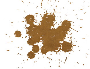 drops of mud sprayed isolated on white background, with clipping path
