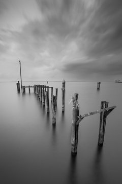 Old abandoned wood boat dock