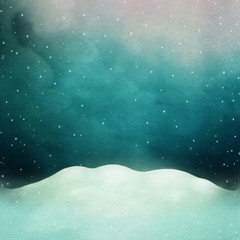 Fototapeta premium Night winter background with the snow and snowdrift. 