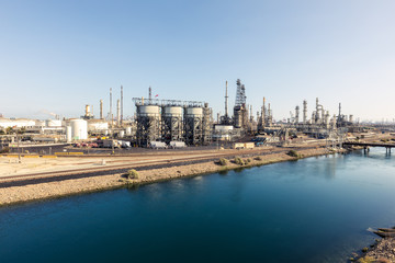 Petrochemical industrial area in Los Angeles, USA.