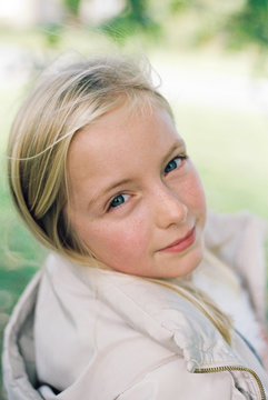 Portrait of a little girl outdoors.